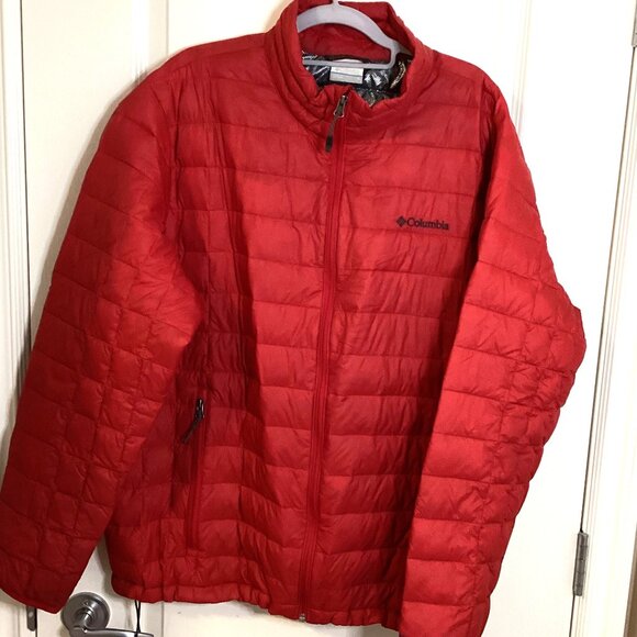 Columbia Omni-Heat Men's Women's Red Jacket Duck Down Filling Soft Shell Size XL - Picture 1 of 12